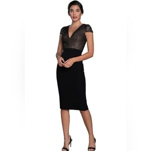 Dress the Population Black and Silver Midi Dress